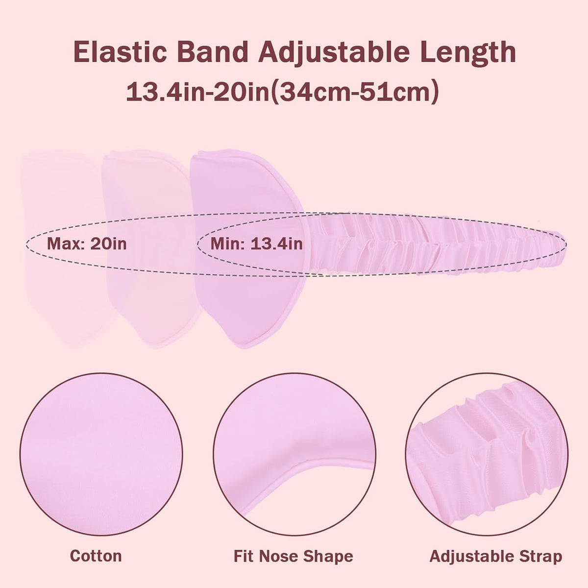 Amrules 2 Pack Silk Sleep Mask Set Adjustable, Blush Pink & Black