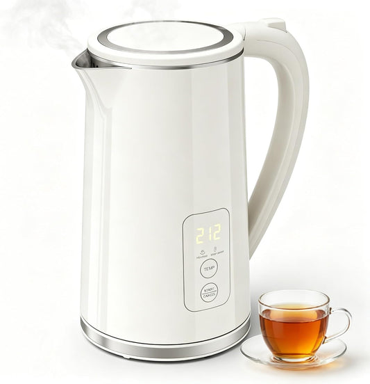 Electric Kettle Temperature Control, 1.7L Extra Large Electric Tea Kettle, 4H Keep Warm Hot Water Kettle with 6 Presets, LED Screen Electric Kettles for Family Meal Party Office Break Room