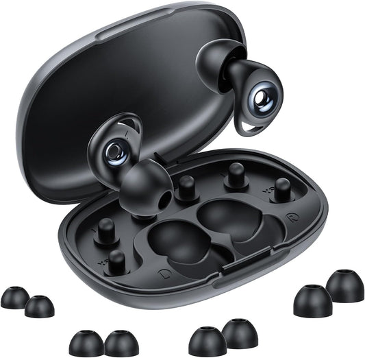 Ear Plugs for Sleeping,Noise Cancelling Silicone Earplugs,Concert,45 dB,Soft and Reusable,Hearing Protection with 8 Earpieces in 4 Sizes(XS/S/M/L),Carrying Bag,for Concert,Sleeping,Black