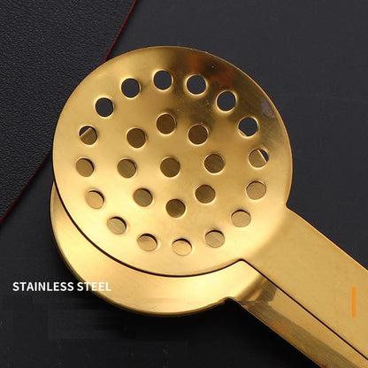 3Pcs Stainless Steel Tea Bag Squeezer Tongs Clamp Tea Strainers Holder Lemon Clip Tea Bag Squeezer Tongs Picker for Serving Tea Bag, Coffee Filters, Ice Cube, Sugar, Cafe, Bar and Home Use, Gold