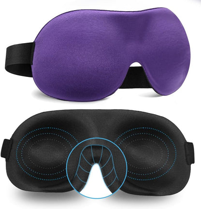 Sleep Mask SleepFun Invisible Alar Deep Orbit 3D Eye Mask Ultra Lightweight & Comfortable Sleeping Mask for Travel, Nap, Shift Works, Black & Blue