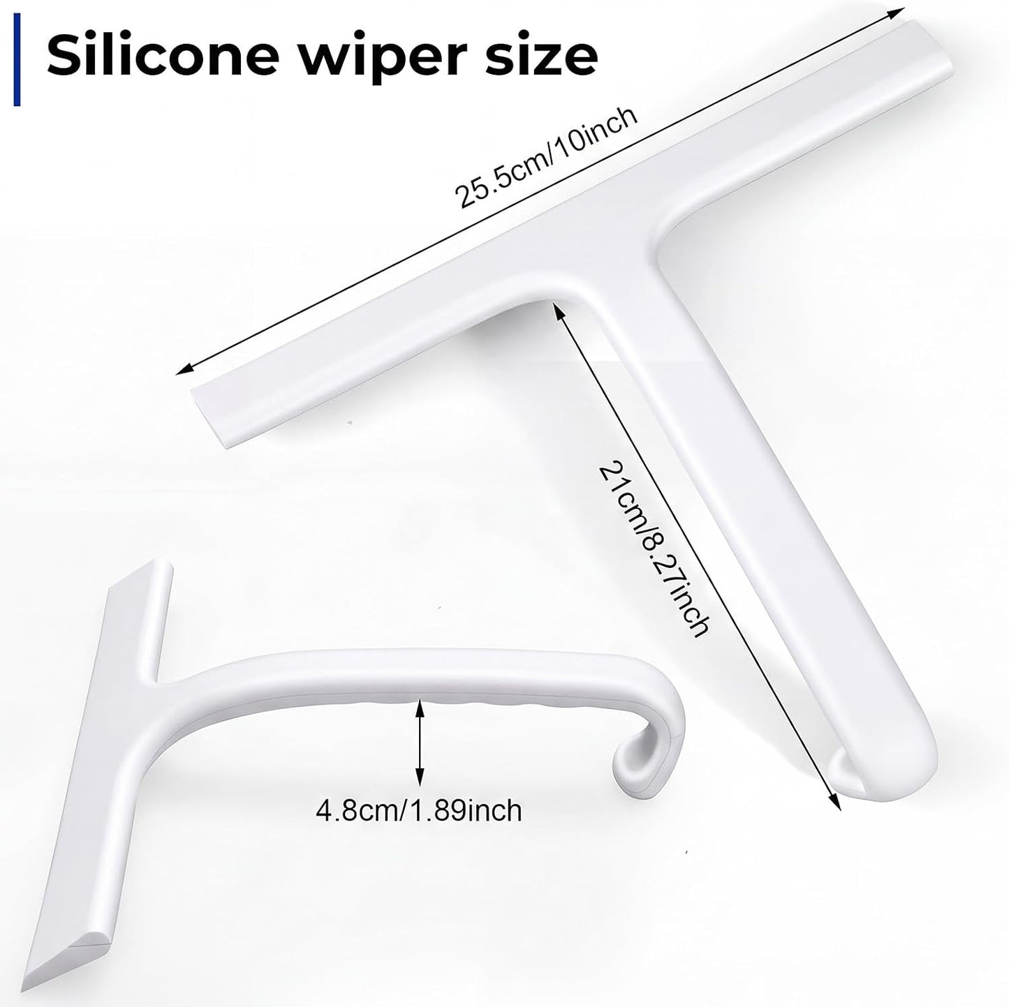 wlich 10" Shower Squeegee, Silicone Shower Wiper for Glass Doors, Black | One-Piece No-Drill Design, Flexible Silicone Squeegee for Window Cleaning, Streak-Free Cleaning Bathroom, Easy Installation