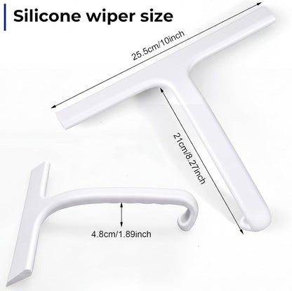 wlich 10" Shower Squeegee, Silicone Shower Wiper for Glass Doors, Black | One-Piece No-Drill Design, Flexible Silicone Squeegee for Window Cleaning, Streak-Free Cleaning Bathroom, Easy Installation