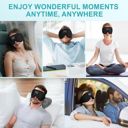 LC-dolida Sleep Headphones, 3D Sleep Mask Bluetooth Wireless Music Eye Mask, Sleeping Headphones for Side Sleepers Sleep Mask with Bluetooth Headphones Ultra-Thin Stereo Speakers Perfect for Sleeping