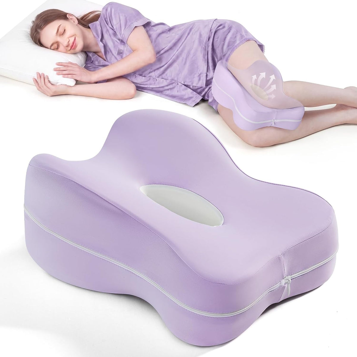 13" Extended-Length Knee Pillow for Side Sleepers with Full Thigh Support