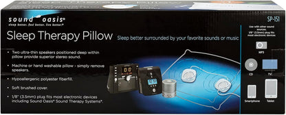 Sound Oasis Pillow Speakers, 2 UltraThin Stereo Speakers, Volume Control, Surround Sound for Music, Sleep, Tinnitus Masking, Connect to External Sound Source with 1/8" 3.5mm Headphone Jack Plug, White