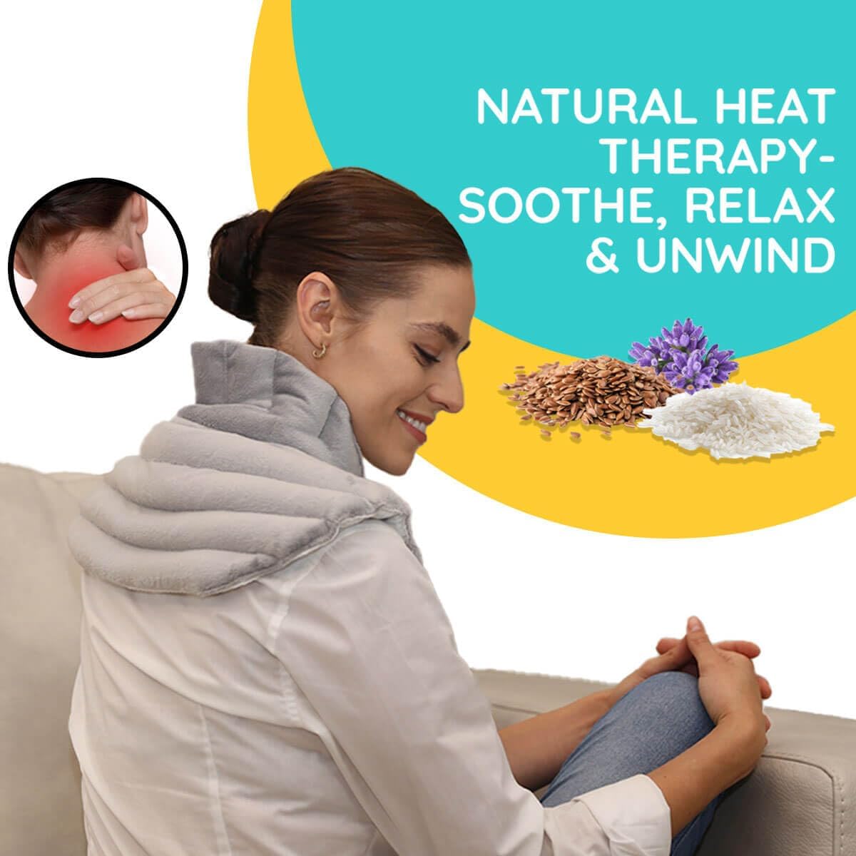 Heating Pad Solutions - Neck and Shoulder Microwavable Heating Pads - Neck and Shoulder Relaxer Portable Heating Pad for Upper Back Shoulders & Neck - Reusable Heating Pad & Hot Pack- 1 XL Pack Gray