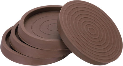 PATIKIL 4 Inch Rubber Furniture Pads, 4 Pack Non-Slip Furniture Coasters Round Anti Skid Caster Cups Furniture Feet Cup Floor Protectors for Bed Couch Stoppers, Brown