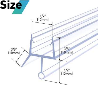 Shower Door Bottom Seal,2 PCS 3/8" X 36" | Door Sweep for 3/8 Inch Glass,Frameless Glass Door Seal Strip to Seal 11mm Gap,Stop Shower Leaks and Create a Water Barrier