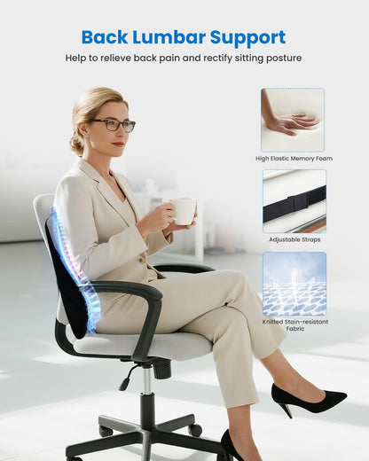 COMFIER Lumbar Support Cushion with Kneading Massage, Heat & Vibration, Ergonomic Back Support Pillow for Office Chair, Seat & Sofa Adjustable Comfort, Gray