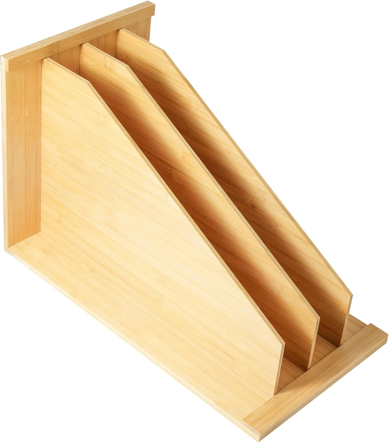 Tray Dividers for Kitchen Cabinets，cookie sheet divider for cabinet | (14"H x 21.3"D) - Bamboo Cabinet Organizer with 3 Dividers for Cookie Sheets, Baking Pans, Cutting Boards & Pot Lids