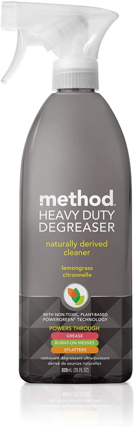 method Heavy Duty Degreaser, Lemongrass Scent, 28 fl oz | Cuts through Grease, Oil, Burnt-On Messes and Stubborn Splatters, For Use on Stove Tops, Range Hoods, Microwaves, and More
