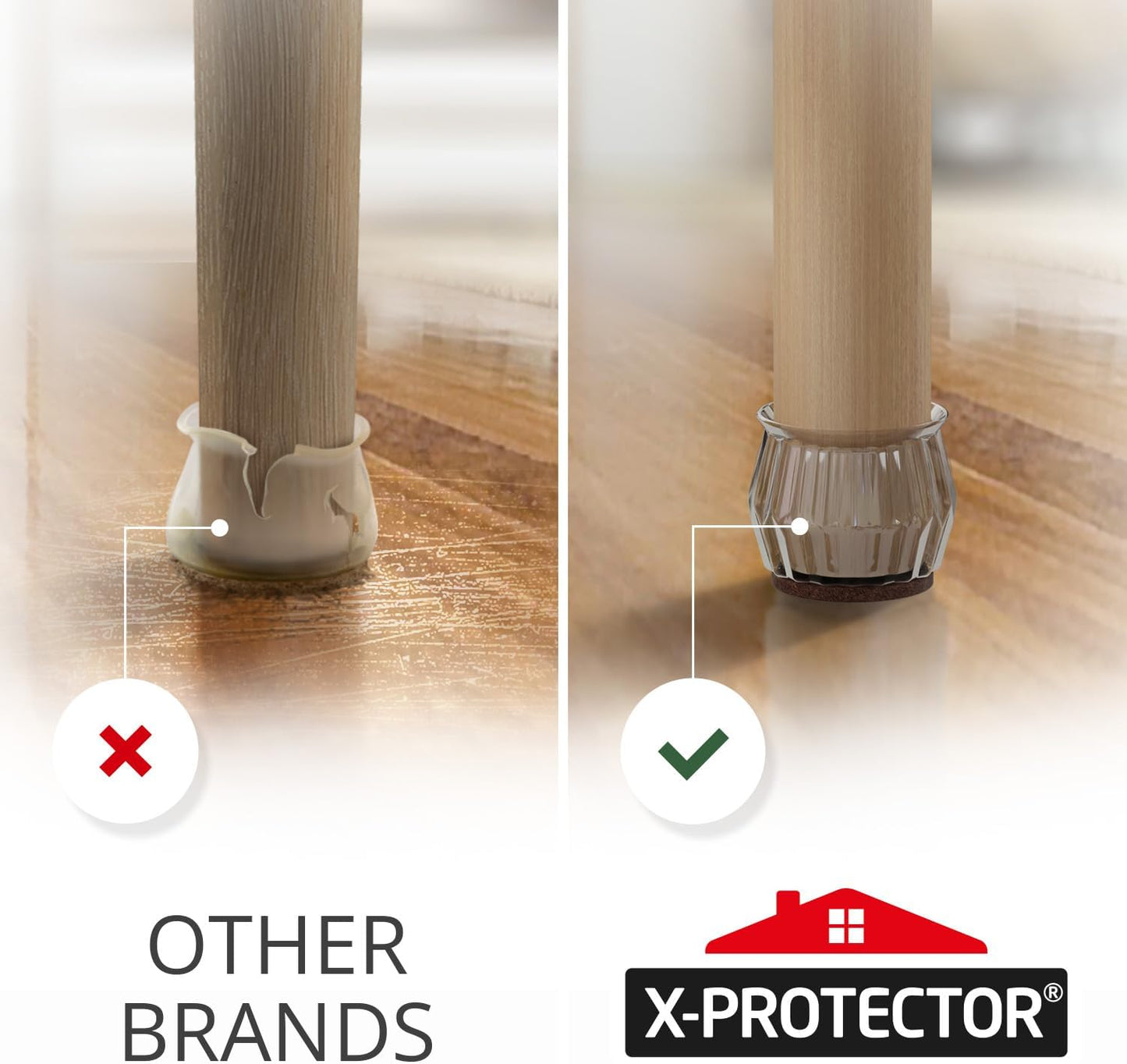 X-Protector Felt Furniture Pads - 20 PCS 6 x 1/2" - Premium Felt Strips | with Adhesive Backing - Rectangular Furniture Pads for Hardwood Floors - Cut Furniture Felt Pads to Size You Need! (Beige)