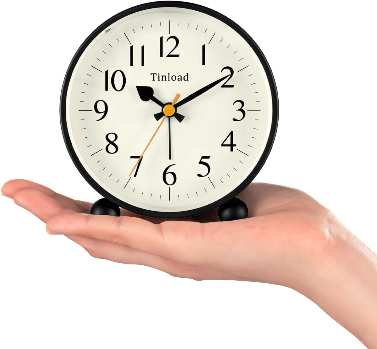 Tinload 4.5" Vintage Retro Analog Alarm Clock, Super Silent Non Ticking Small Clock with Manual Light, Snooze, Battery Operated, for Living Room, Bedroom, Bedside, Desk(Blue)