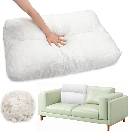 JZHLLA 3 Pcs Shredded Foam Sofa Back Cushions Replacement Fluffy Memory Sponge Couch Pillow with Quilted Design 26x18x5 Inch Lumbar Support Pillow for Sofa Bed Floor