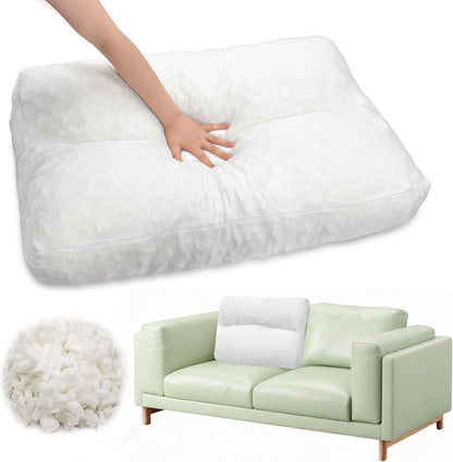 JZHLLA Shredded Foam Sofa Back Cushions Replacement Fluffy Memory Sponge Couch Pillow with Quilted Design 26x18x5 Inch Lumbar Support Pillow for Sofa Bed Floor