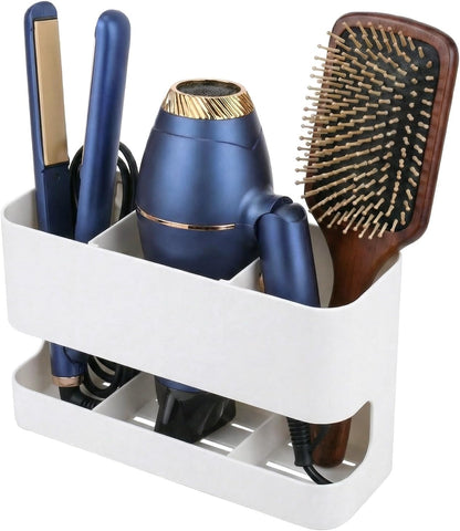 MyGift Wall Mount Salon Hair Tool Organizer with 3 Slots, Black Metal | Wall-mounted black metal storage features 3 slots for curling irons, blow dryers, straighteners, and hair brushes