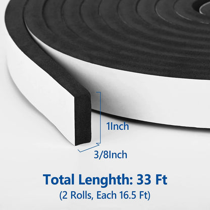Kikerike Self Adhesive Foam Tape Weatherstrip 1/2In x 1/4In x 42Ft High Density Foam Insulation Strips Seal Weather Stripping with Strong Adhesive for Door and Window Sound Isolation Soundproofing