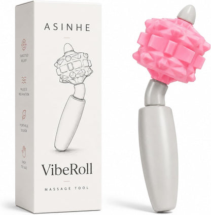 VibeRoll Mini Massage Tool for Trigger Point Relief, Handheld Muscle Roller Stick for Neck, Legs, Arms & Back, Portable Deep Tissue Recovery Tool