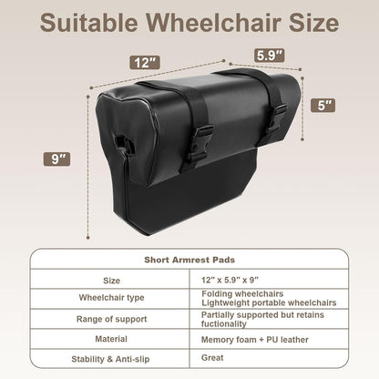 Wheelchair Armrest Pads, Memory Foam Arm Trough for Wheelchair, 16"L
