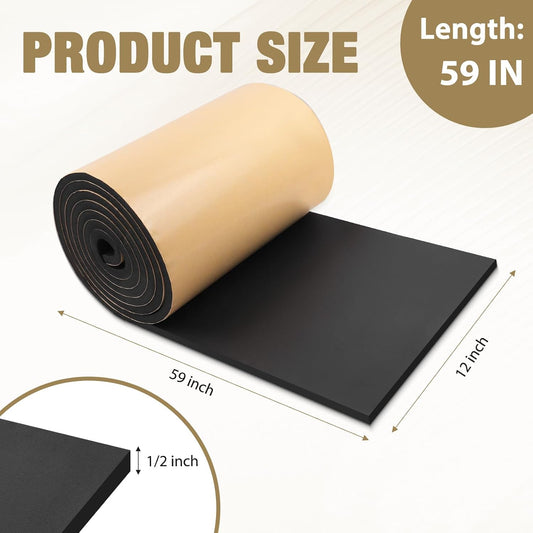 LSGCQ Sponge Neoprene Foam Padding Self Adhesive Foam Sheets, White | Closed Cell Foam Sheet Neoprene Rubber Pad for DIY Gaskets Shock Pads Liner Crafts, 12" Wide x 1/8" Thick x 59" Long