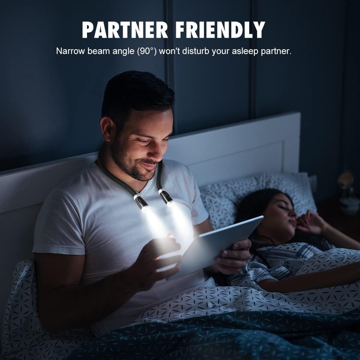 LEDGLE LED Neck Reading Light, Book Light for Reading in Bed, 3 Color Temperatures 6 Adjustable Brightness 1600K 3500K 6000K Flexible Neck Lights for Knitting Reading Crocheting Repairing (Black)