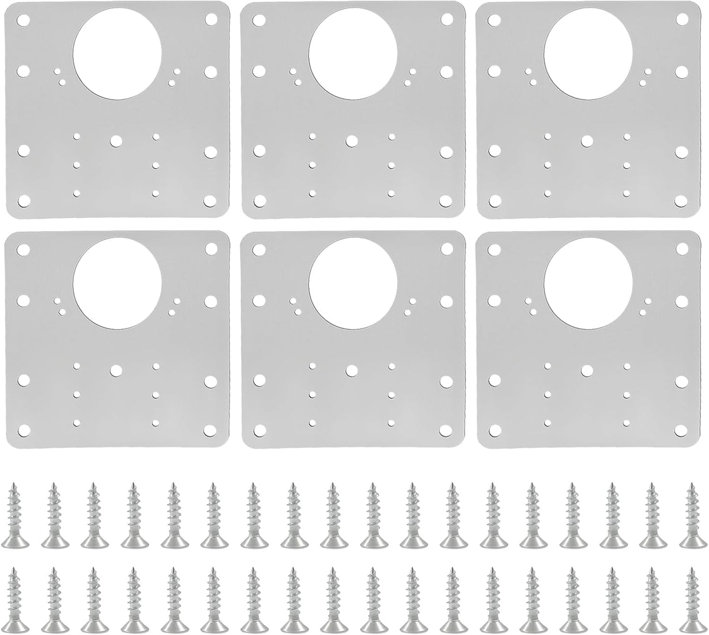 6 PCS Cabinet Hinge Repair Plate Kit, Stainless Steel | Brackets Mounting Screws, Protective Repair Board, For Kitchen Cabinet, Cupboard Doors and Furniture