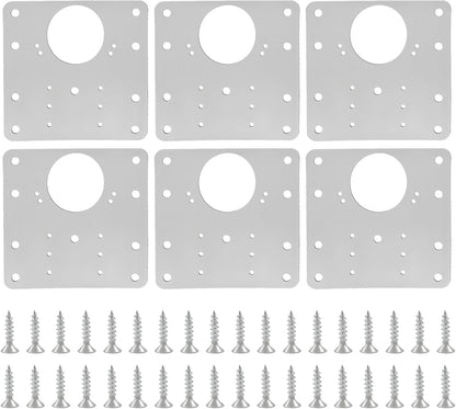 6 PCS Cabinet Hinge Repair Plate Kit, Stainless Steel | Brackets Mounting Screws, Protective Repair Board, For Kitchen Cabinet, Cupboard Doors and Furniture