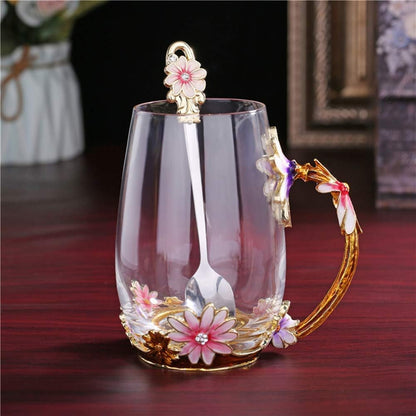 Luka Tech 35OZ Enamel Glass Flower Teapot Gifts For Women