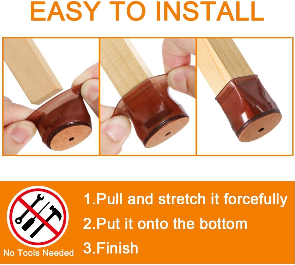 VIUME 24 Pcs Chair Leg Floor Protectors for Hardwood Floors Round | Silicone Covers Felt Pads Furniture Leg Caps Anti-Scratch Reduce Noise Fit (1-5/16" to 2")