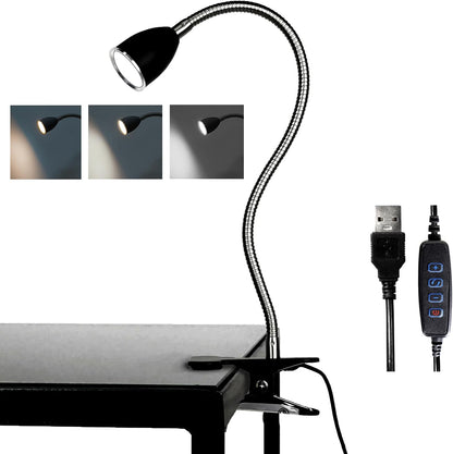 LALISU Desk lamp Eye-Caring Table Lamps, 360°Rotation Gooseneck Clip Lamp
