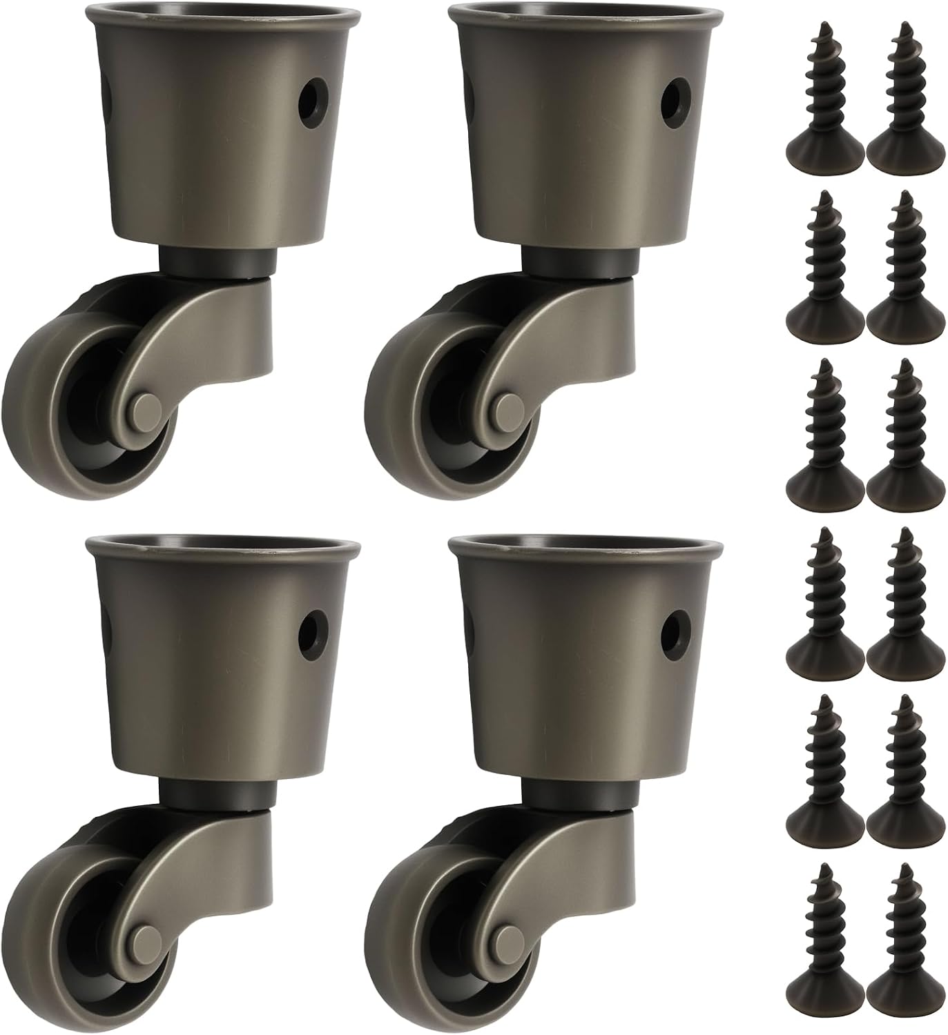 Anxingo 4 PCS 2.36 x 1.5 inch Antique Cyan Alloy Caster Cups Wheels, 360-degree Swivel Pulley, Suitable for Classical Furniture, Piano Legs, Coffee Tables, Bookshelves