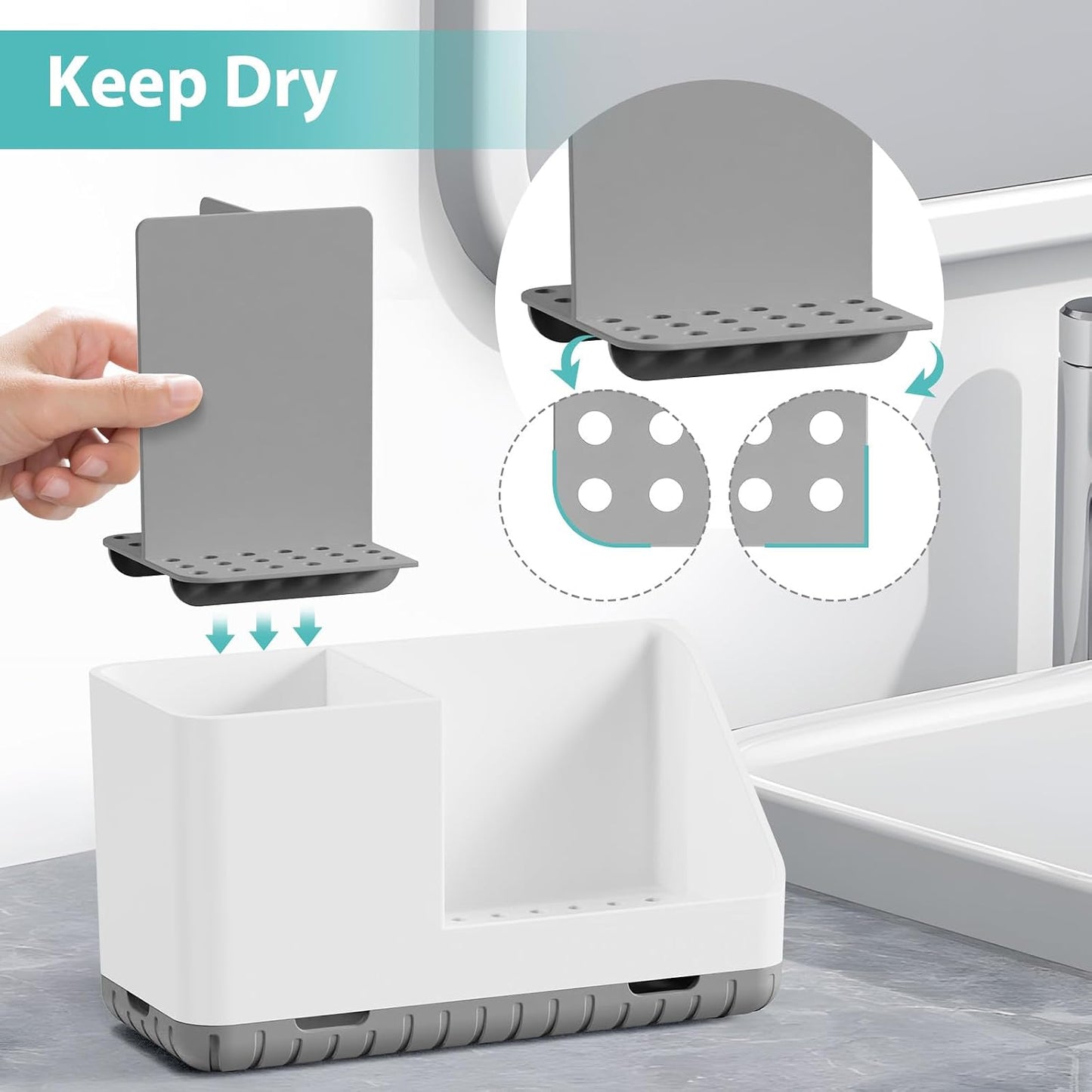Toothbrush Holders for Bathroom Counter Organizer and Storage (White) | Easy To Clean, Drainage, Non-Slip, Detachable, Kids Electric Toothbrush and Toothpaste Holder for Bathroom