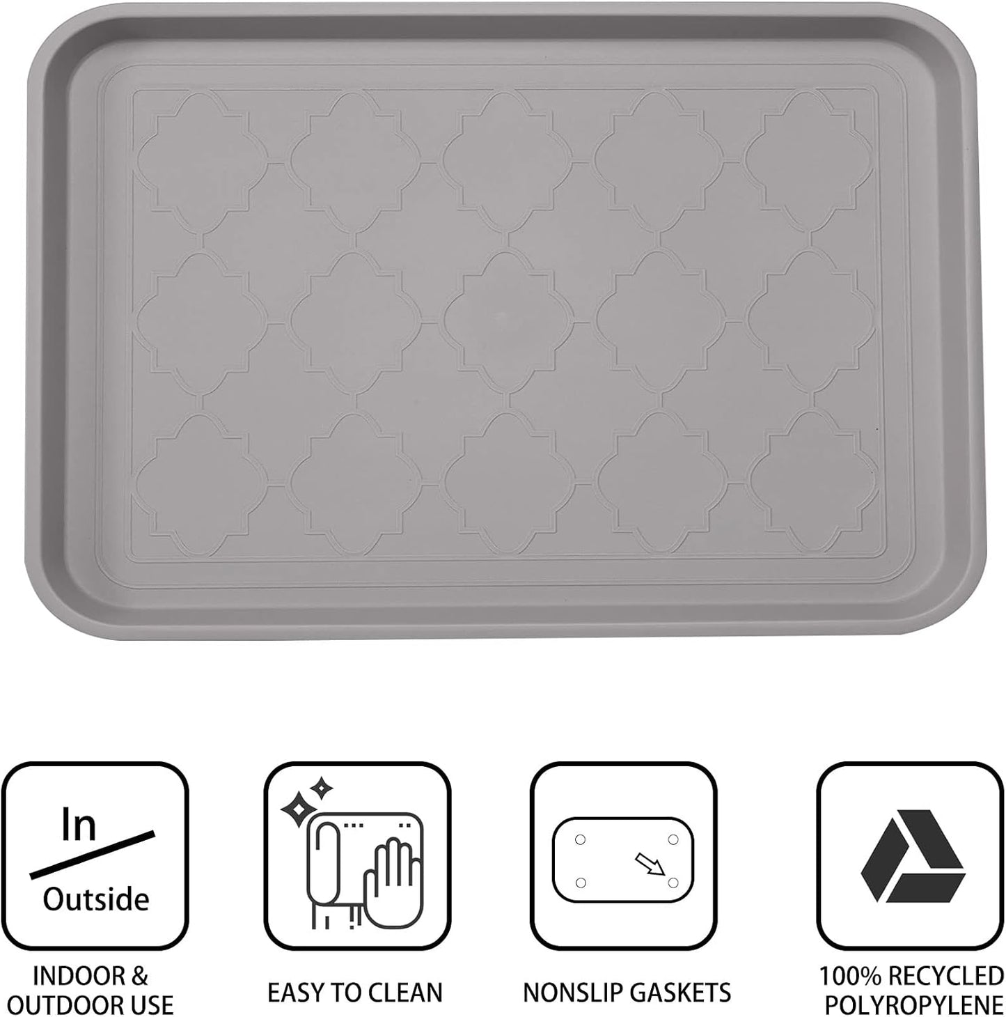 WATANIYA PET Boot Tray for Entryway Indoor, Heavy Duty Shoe Mat Tray 2 Packs, 16.7"x12.8" Waterproof Shoes Trays with Raised Edge, Outdoor Multi-Purpose Mats for Boots, Garden, Pets