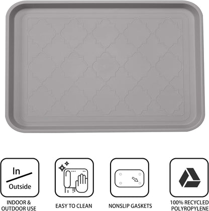 WATANIYA PET Boot Tray for Entryway Indoor, Heavy Duty Shoe Mat Tray 2 Packs, 16.7"x12.8" Waterproof Shoes Trays with Raised Edge, Outdoor Multi-Purpose Mats for Boots, Garden, Pets