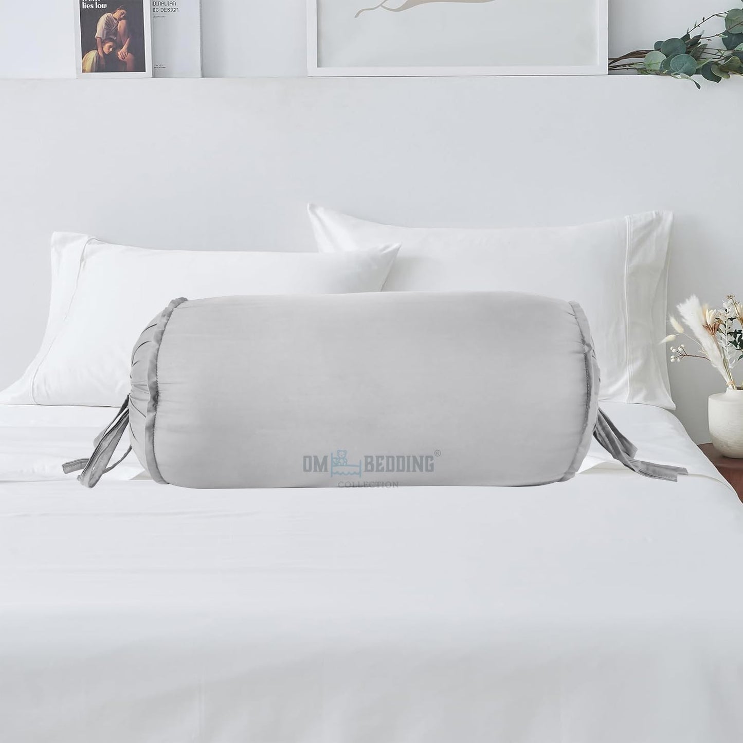 SAHARBEDDINGS 2 Pieces Cervical Neck Roll Pillow Cover with Cotton Bolster Pillowcases for Cylindrical Cushion and Drawstring Closure Round Neck Pillowcase (Plum, Roll Pillow 18x3 Pack of 2)