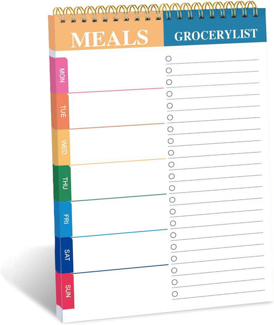 Weekly Meal Planner and Grocery List - 50 Undated Sheets Planning Pad for Organized Daily Menu, Tear-Off Notepad for Convenient Shopping