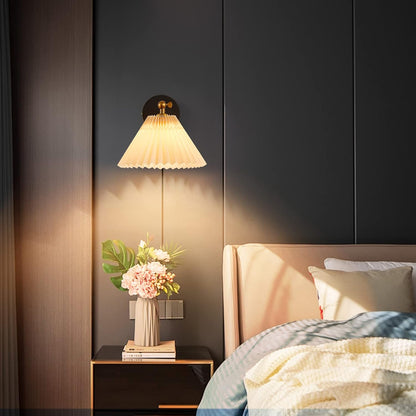 Wall Sconces Plug in, Swing Arm Wall Lamp with Power Cord, White Plug in Wall Lighting Fixtures Set of Two, Bedside Wall Mounted Reading Lamp with Switch, for Bedside Bedroom Hallway