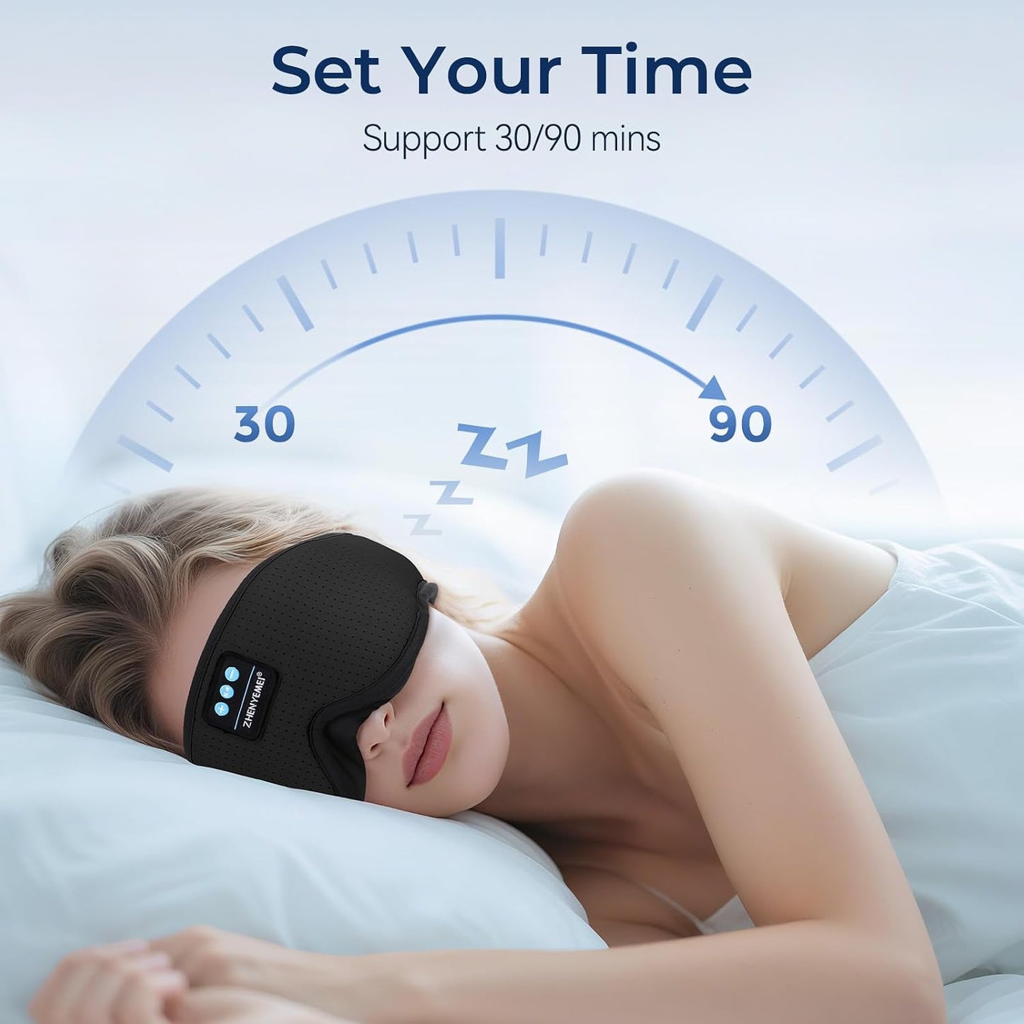 Sleep Eye Mask Bluetooth Headphones - 3D Contoured Zero Pressure Sleeping Masks 100% Blackout Eye Cover Breathable Sleeping Mask for Side Sleepers Wireless Earphone Ear Muff Headband Women Men Gift