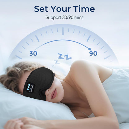 Sleep Eye Mask Bluetooth Headphones - 3D Contoured Zero Pressure Sleeping Masks 100% Blackout Eye Cover Breathable Sleeping Mask for Side Sleepers Wireless Earphone Ear Muff Headband Women Men Gift