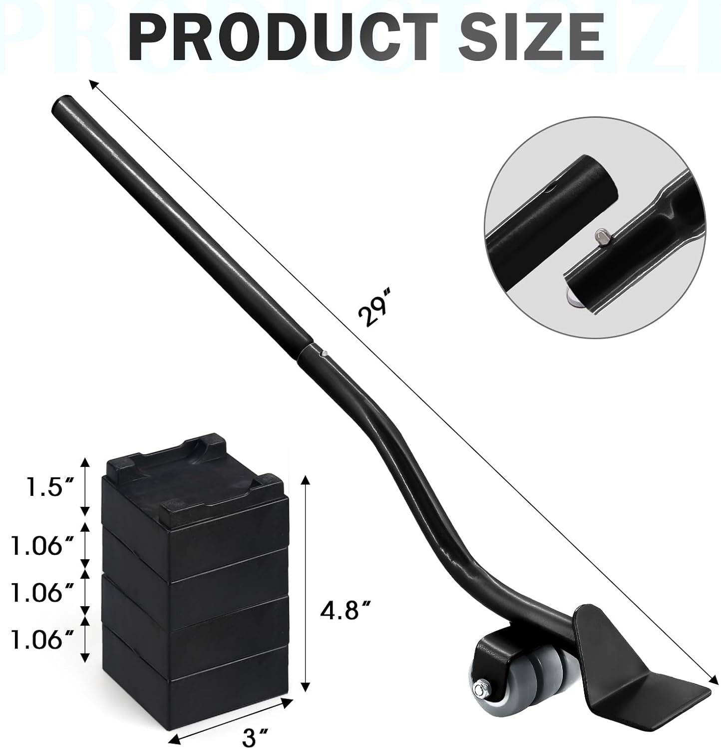 22" Furniture Lifter Tool, Appliance Metal Lifter for Heavy Furniture Grey | 1 Lifter Tool, 4 Raise Blocks, Movers, Sliders & Wheels to Move Sofa, Refrigerator, Washing Machine Easily & Safely