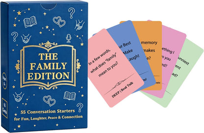 Family Conversation Cards - 55 Questions for Family Bonding, Teens & Adults | Fun Conversation Starters, Meaningful Family Game for Dinner Table, Road Trips & Quality Time
