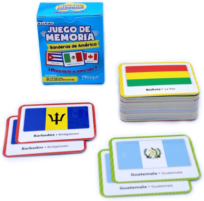 Menique Explore the World Memory Matching Game – Geography Game with 100 Photo Cards, 50 Countries, Flags & Landmarks – Travel Card Game with Educational Booklet, Ages 3+