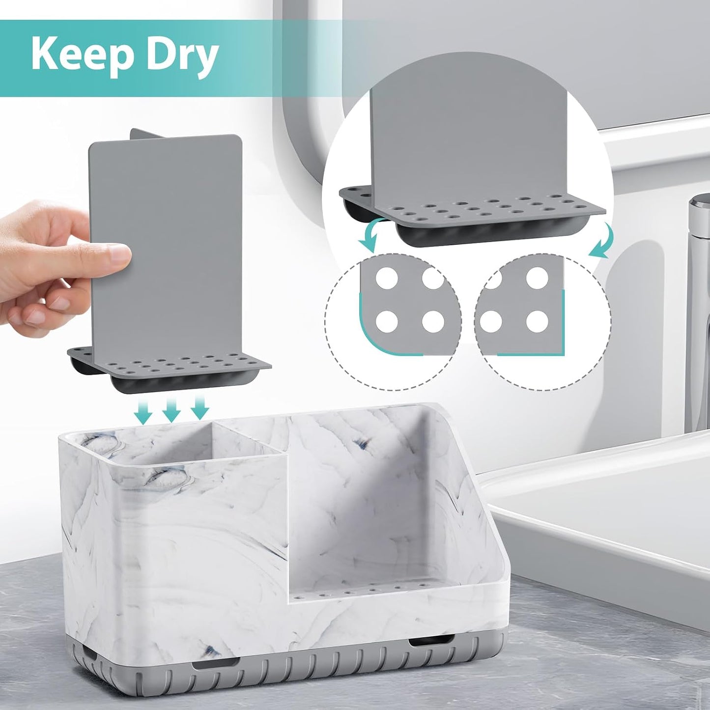 Toothbrush Holders for Bathroom Counter Organizer and Storage (White) | Easy To Clean, Drainage, Non-Slip, Detachable, Kids Electric Toothbrush and Toothpaste Holder for Bathroom