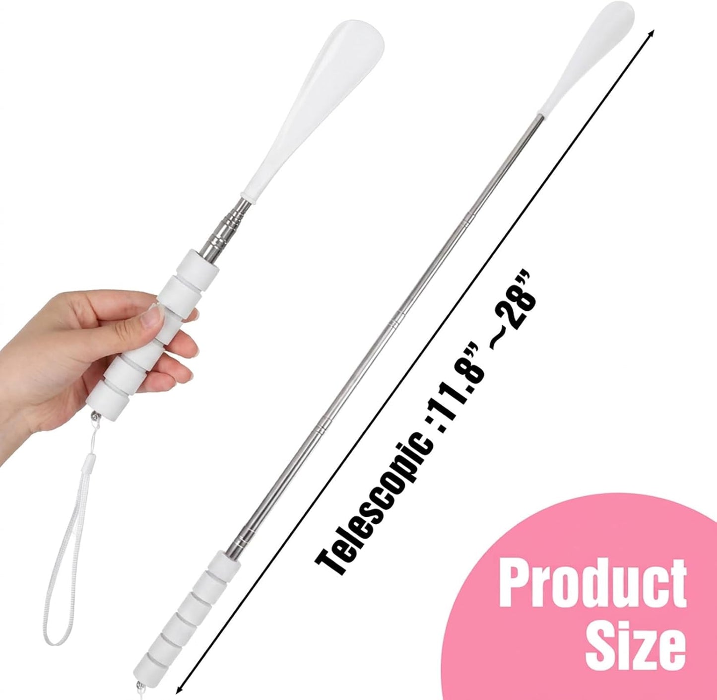 2 Pack Shoe Horn Long Handle, Metal Telescopic Foldable Shoehorn | Retractable Extended Boot Horn for Cowboy Boots, Travel Shoe Helper for Seniors/Pregnant Women