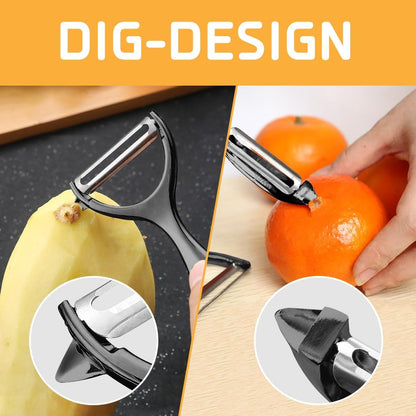 Vegetable Peeler, Stainless Steel Multi-function Potato Fruit Peeler Set, Y & I Shape Swivel Blades Kitchen Household Peeling Tools