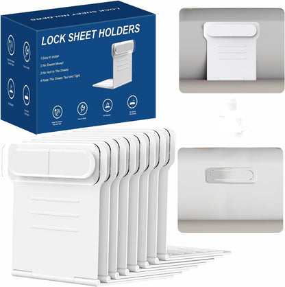 Bed Sheet Holders for Corners,Fitted Sheet Holders Keep Sheets Firm & Tight,Sheet Locks Easy One-Time Installation and No More Loose Sheet