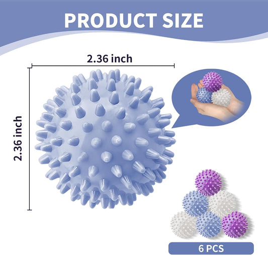 6Pcs Small Dryer Balls, 2.36 Inch Reusable Laundry Balls for Washer & Dryer, Fabric Softener Alternative, Anti-Wrinkle & Pet Hair Remover Laundry Essentials