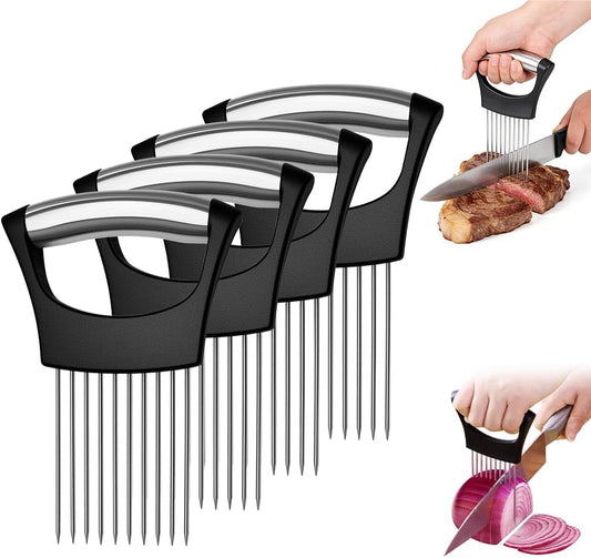 Stainless Steel Onion Holder for Slicing, Onion Slicer and Cutter, Kitchen Utensil for Onions, Tomatoes, Avocados, Eggs, Meat and Vegetables