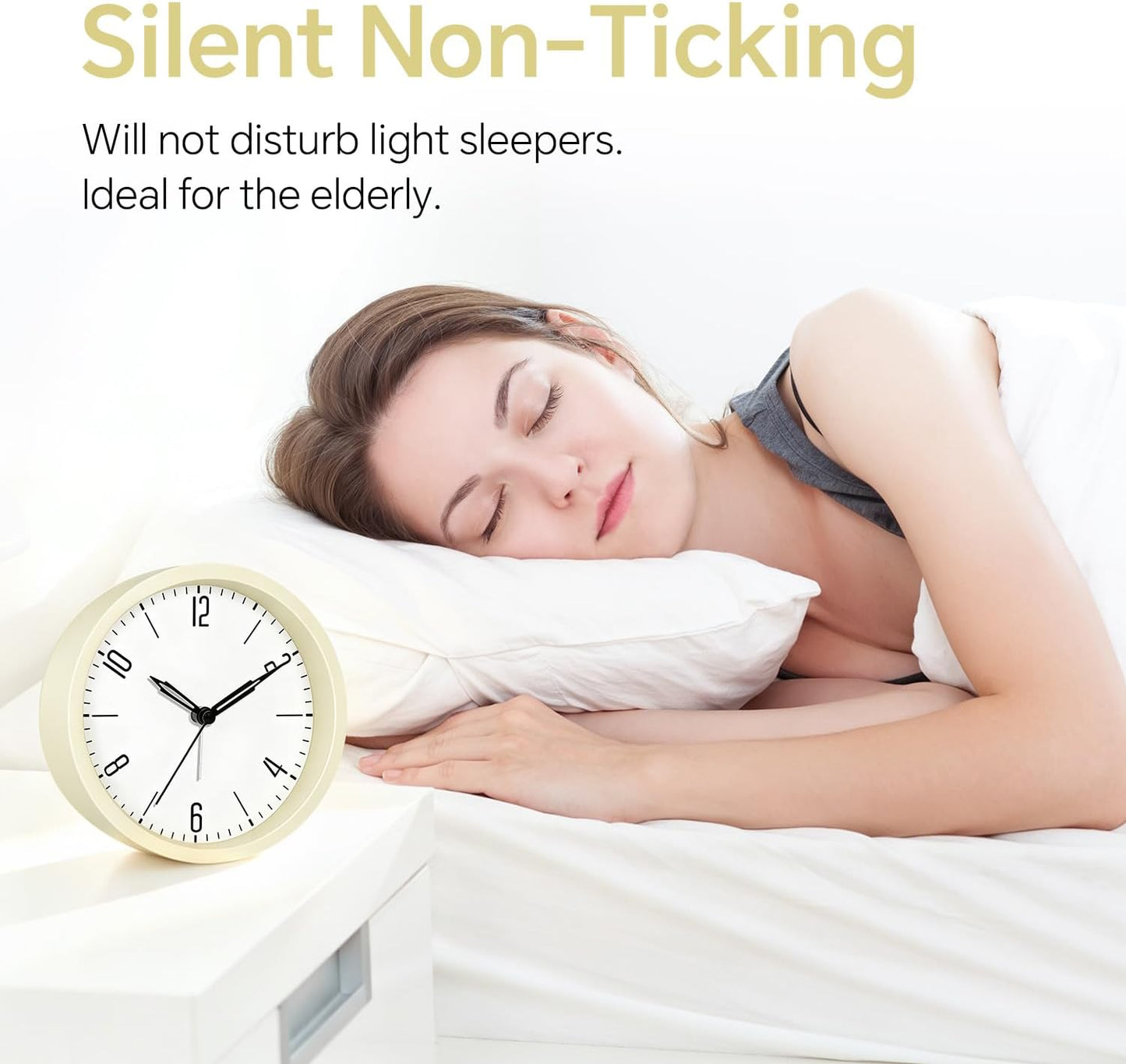 Silent Analog Loud Alarm Clock for Bedrooms, 4.5" Battery Operated Alarm Clock with Modern Round Design, Plastic Small Desk Clock for Heavy Sleepers Adults Teens Seniors College Dorms, Green
